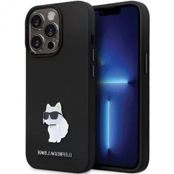 Karl Lagerfeld KLHCP14XSMHCNPK Cietais vāciņš Silikons C Metal Pin iPhone 14 Pro Max 6.7 Melns