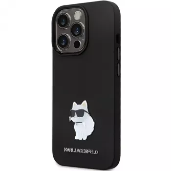 Karl Lagerfeld KLHCP14XSMHCNPK Cietais vāciņš Silikons C Metal Pin iPhone 14 Pro Max 6.7 Melns