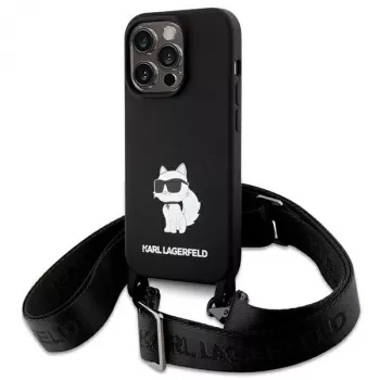 Karl Lagerfeld KLHCP15XSCBSCNK iPhone 15 Pro Max 6.7 Hardcase Black Crossbody Silicone Choupette