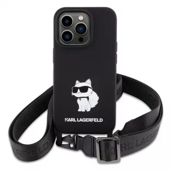 Karl Lagerfeld KLHCP15XSCBSCNK iPhone 15 Pro Max 6.7 Hardcase Black Crossbody Silicone Choupette