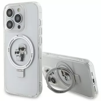 Karl Lagerfeld KLHMP13XHMRSKCH Hardcase Ring Stand iPhone 13 Pro Max 6.7 Balts Karl & Choupette MagSafe