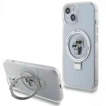 Karl Lagerfeld KLHMP15SHMRSKCH iPhone 15/14/13 6,1 inch White Hardcase Ring Stand Karl & Choupette MagSafe