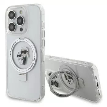 Karl Lagerfeld KLHMP15LHMRSKCH Hardcase Ring Stand MagSafe iPhone 15 Pro 6,1 inch Balts