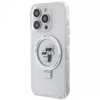 Karl Lagerfeld KLHMP15XHMRSKCH Cietais maciņš ar gredzena statīvu iPhone 15 Pro Max 6,7 inch Balts MagSafe Karl & Choupette