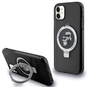 Karl Lagerfeld KLHMN61HMRSKCK Hardcase Ring Stand iPhone 11 / Xr 6.1 Black MagSafe Karl & Choupette