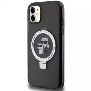 Karl Lagerfeld KLHMN61HMRSKCK Hardcase Ring Stand iPhone 11 / Xr 6.1 Black MagSafe Karl & Choupette