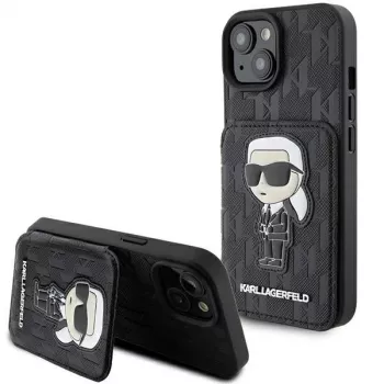 Karl Lagerfeld KLHCP15SSAKKNSCK Saffiano Ikonik Cietais Maciņš iPhone 15/14/13 6,1 inch - Melns