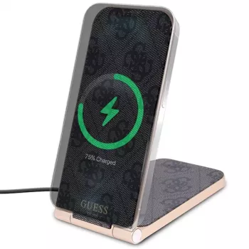 Guess Foldable 2-in-1 Wireless Charger GUDCFAL4PEGK 15W Black 4G Pattern MagSafe