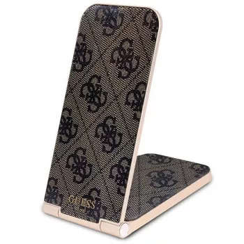 Guess Foldable 2-in-1 Wireless Charger GUDCFAL4PEGW 15W Brown 4G Pattern MagSafe