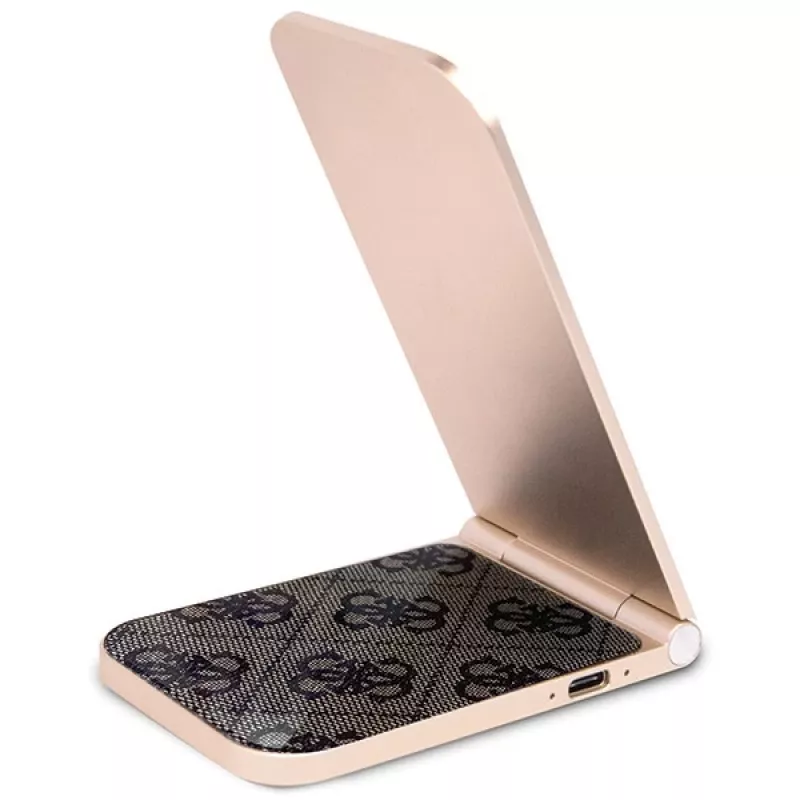 Guess Foldable 2-in-1 Wireless Charger GUDCFAL4PEGW 15W Brown 4G Pattern MagSafe