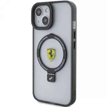 Ferrari FEHMP15SUSCAK iPhone 15 / 14 / 13 6,1 inch Black Hardcase Ring Stand 2023 Collection MagSafe