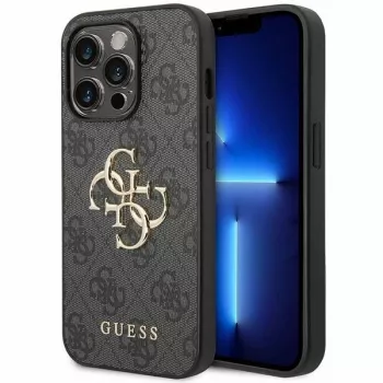 Guess GUHCP15L4GMGGR Hardcase iPhone 15 Pro 6,1 inch - Pelēks 4G Liels Metāla Logo
