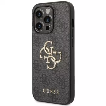 Guess GUHCP15L4GMGGR Hardcase iPhone 15 Pro 6,1 inch - Pelēks 4G Liels Metāla Logo