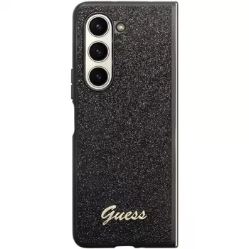 Guess Glitter Script F946 Cietais Vāciņš Samsung Galaxy Z Fold5, Melns