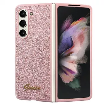 Guess GUHCZFD5HGGSHP F946 Glitter Script Hard Case Samsung Galaxy Z Fold5 - Rozā