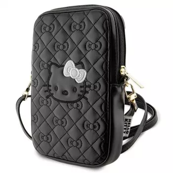 Hello Kitty Quilted Bows Strap - pār plecu nēsājams telefona maciņš (melns)