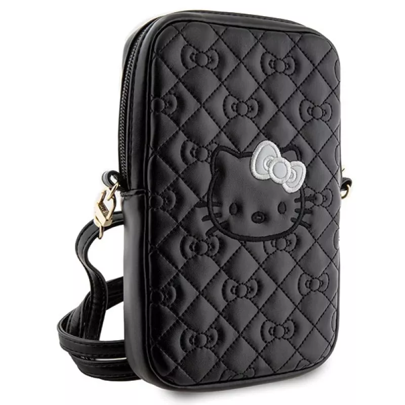Hello Kitty Quilted Bows Strap - pār plecu nēsājams telefona maciņš (melns)