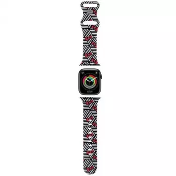 Hello Kitty HKAWMSDIEZK Silikona siksniņa Apple Watch 38/40/41mm Melna ar bantēm un svītrām