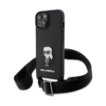 Karl Lagerfeld Saffiano Case Metal Ikonik iPhone 15 Black
