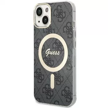 Guess GUHMP15MH4STK Hardcase iPhone 15 Plus/14 Plus 6,7 inch Melns MagSafe 4G