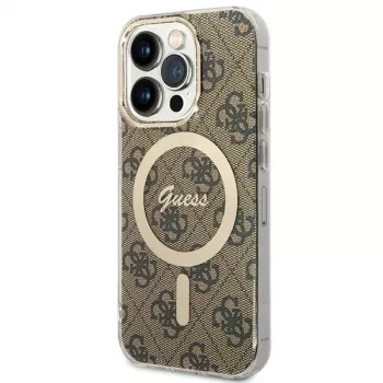 Guess GUHMP15LH4STW Hardcase Apple iPhone 15 Pro 6,1 inch Brūns IML 4G MagSafe