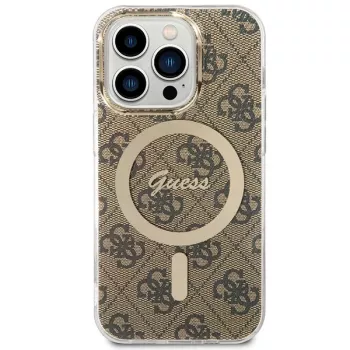 Guess GUHMP15LH4STW Hardcase Apple iPhone 15 Pro 6,1 inch Brūns IML 4G MagSafe