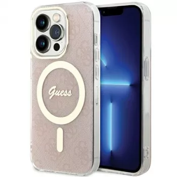 Guess GUHMP15LH4STP Hardcase Apple iPhone 15 Pro 6,1 inch Rozā IML 4G MagSafe