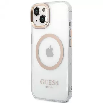 Guess GUHMP15MHTRMD Metal Outline Hard Case iPhone 15 Plus / 14 Plus 6,7 inch Zelts ar MagSafe