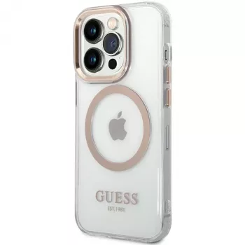 Guess GUHMP15XHTRMD Metal Outline Hard Case Apple iPhone 15 Pro Max, Gold, MagSafe saderīgs