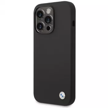 BMW BMHCP15XSILBK Silicone Case for iPhone 15 Pro Max 6,7 inch Black with Metal Logo