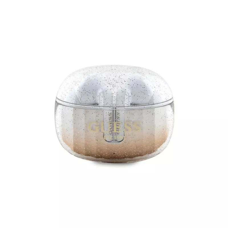 Guess Glitter Gradient Bluetooth TWS Earbuds ar uzlādes futrāli (Zelts)