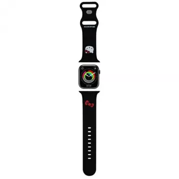 Hello Kitty HKAWLSCHBLK Silikona siksniņa Apple Watch 42/44/45/49mm Melna