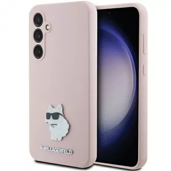 Karl Lagerfeld KLHCS23FESMHCNPP S23 FE S711 Pink Silicone Choupette Metal Pin Case for Samsung Galaxy S23 FE