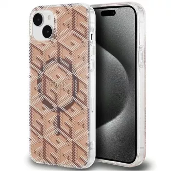 Guess GUHMP15SHGCUSTGW iPhone 15 / 14 / 13 6,1 inch Brown Hardcase IML GCube MagSafe
