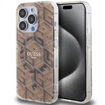 Guess G-Cube Hardcase iPhone 15 Pro 6,1 inch Brūns IML MagSafe