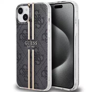 Guess GUHCP15MH4PSEGK Cietais Maciņš Apple iPhone 15 Plus / 14 Plus 6,7 inch Melns 4G Gold Stripe