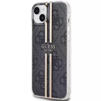 Guess GUHCP15MH4PSEGK Cietais Maciņš Apple iPhone 15 Plus / 14 Plus 6,7 inch Melns 4G Gold Stripe
