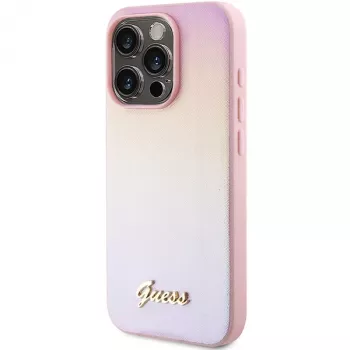 Guess Saffiano Iridescent Script Hardcase Apple iPhone 14 Pro 6,1 inch - Rozā