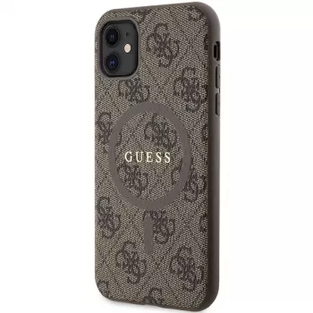 Guess GUHMN61G4GFRW Hardcase Apple iPhone 11 / XR 6.1 inch Brūna Āda Metāla Logotips MagSafe 4G Collection