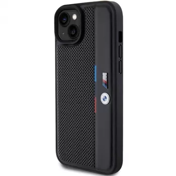 BMW M Collection Hardcase iPhone 15 Plus / 14 Plus 6,7 inch Black Perforated Tricolor Line