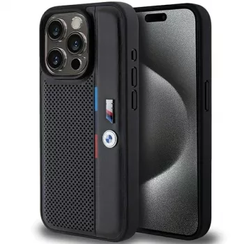BMW Perforated Tricolor Line Hard Case Apple iPhone 15 Pro 6.1 Melns