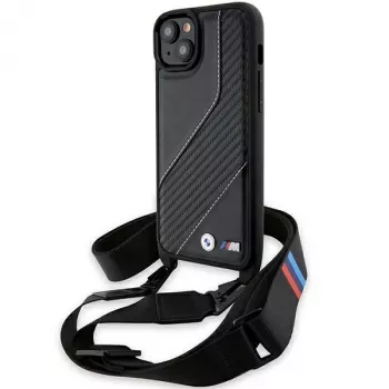 BMW M Edition Carbon Stripe & Strap Hard Case iPhone 15 Plus / 14 Plus 6,7 inch Melns