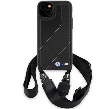 BMW M Edition Carbon Stripe & Strap Hard Case iPhone 15 Plus / 14 Plus 6,7 inch Melns