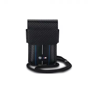 BMW Signature Collection Wallet Bag iPhone 15 Pro Max - Black Carbon Blue Stripes