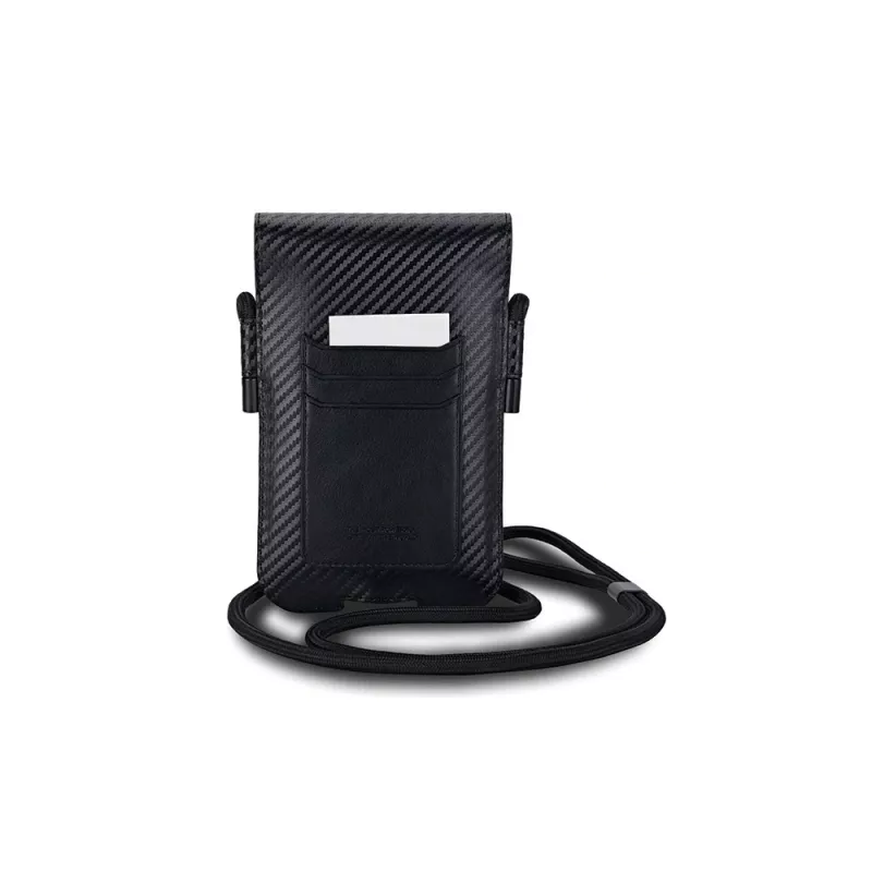 BMW Wallet Bag for iPhone 15 Pro Max - Black Carbon Red Stripes