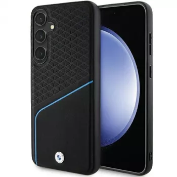 BMW Signature Leather Textured & Line MagSafe Hard Case for Samsung Galaxy S24, Black