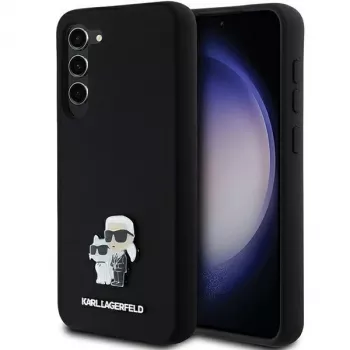 Karl Lagerfeld KLHCS23MSMHKCNPK Hardcase for Samsung Galaxy S23+ S916, Silicone, Black, Karl & Choupette Metal Pin