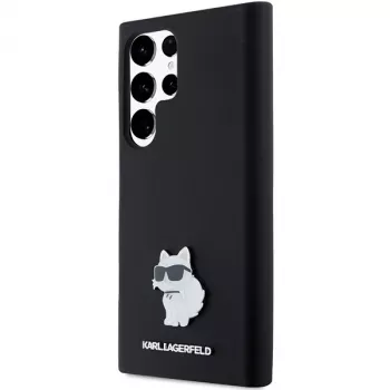 Karl Lagerfeld KLHCS23LSMHCNPK S23 Ultra S918 melns/black hardcase Silicone Choupette Metal Pin