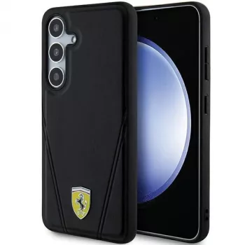 Ferrari FEHMS24MP3BAK Hot Stamp V Lines MagSafe Hard Case Samsung Galaxy S24+ (Melns)