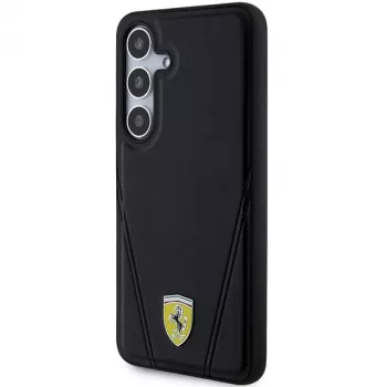 Ferrari FEHMS24MP3BAK Hot Stamp V Lines MagSafe Hard Case Samsung Galaxy S24+ (Melns)